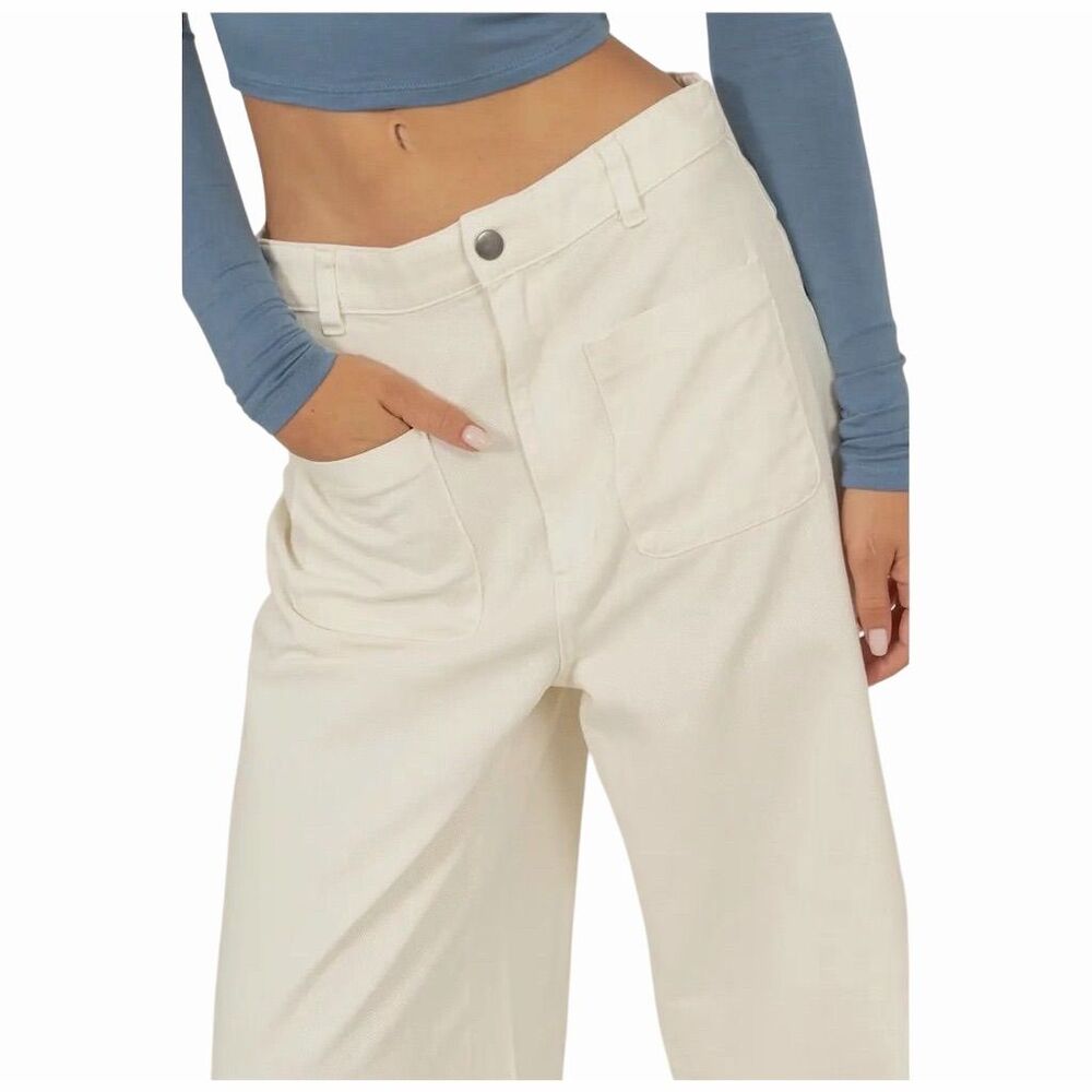 Double‎ Zero Women’s Beige High-Waisted Wide-Leg Pants - Picture 4 of 5